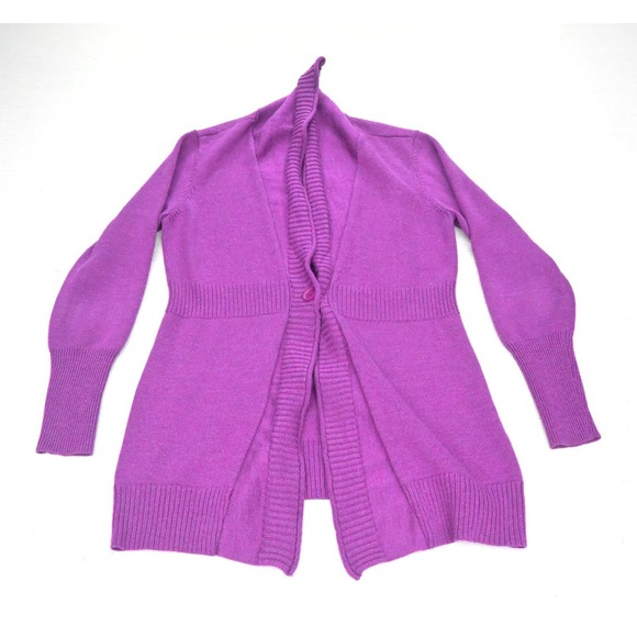 Eileen Fisher Sweaters - Eileen Fisher Womens XS 100% Merino Wool Cardigan Purple Open Front Fine Gauge